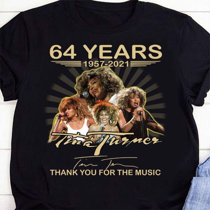 Tina Turner 64 years 1957-2021 signature thank you for music t-shirt shirt