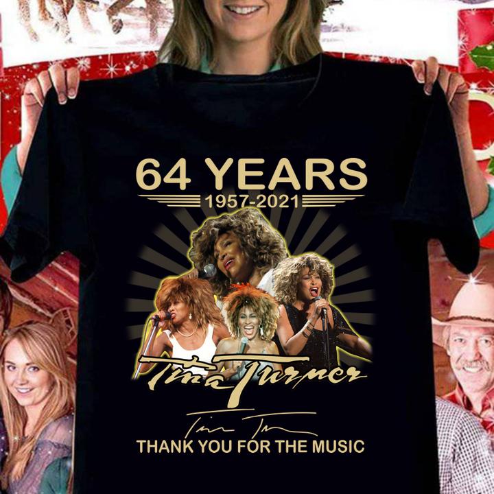 Tina Turner 64 years 1957-2021 signature thank you for music t-shirt woman shirt