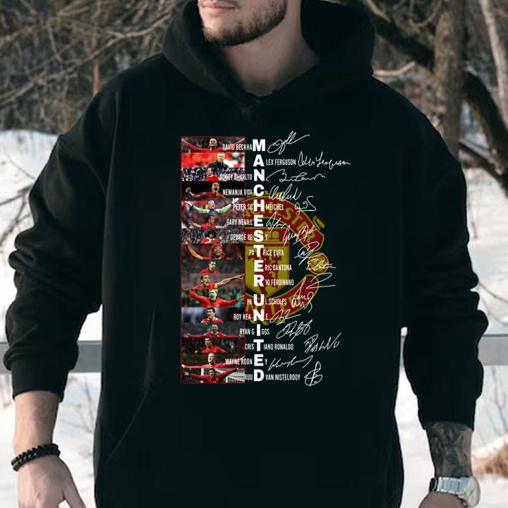 Awesome Manchester United David Beckham Alex Ferguson Bobby Charlton Signatures t-shirt hoodie