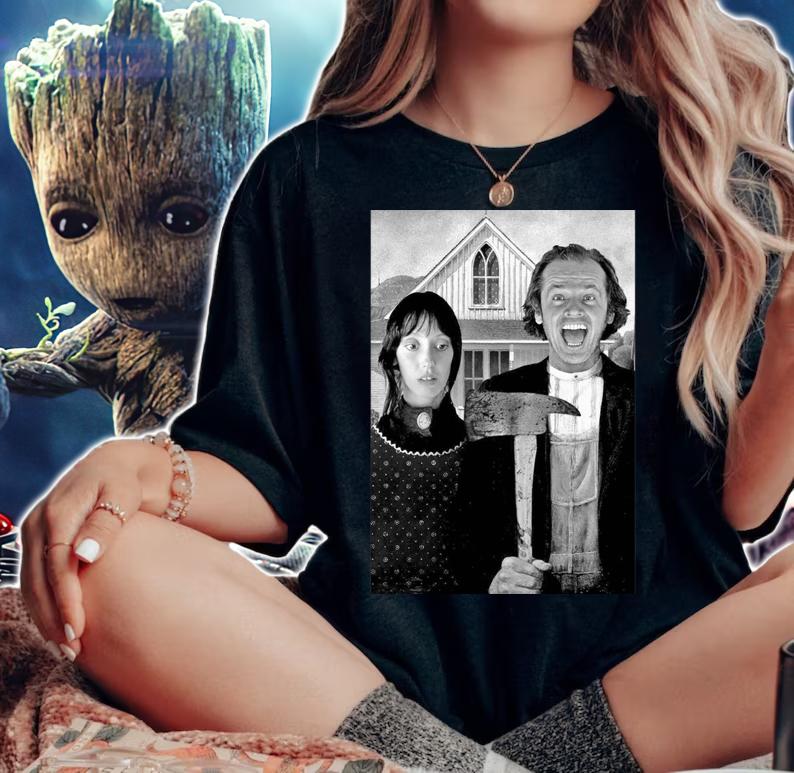 The Shining mashup American Gothic Shelley Duvall and Jack Nicholson t-shirt woman shirt