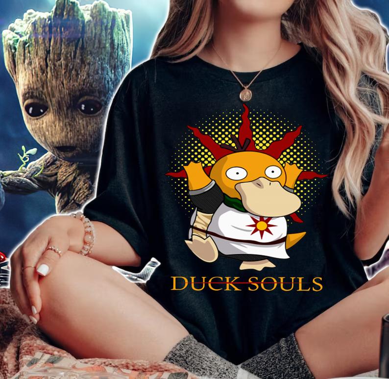 Duck Souls Praise The Sun Dark Souls And Pokemon t-shirt woman shirt