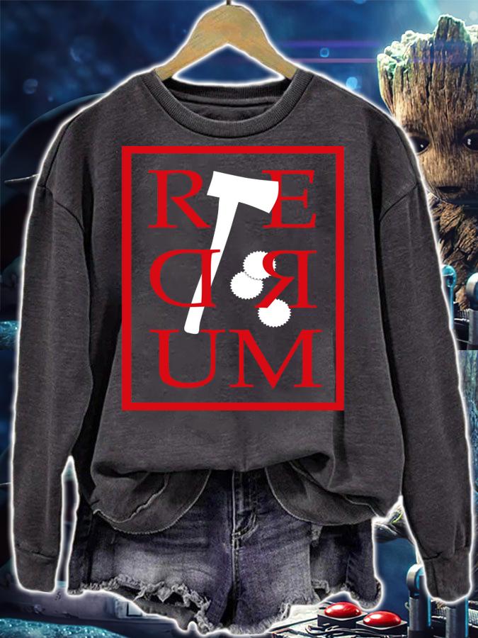 REDRUM Scary Vintage Horror Movie Quote & Halloween t-shirt sweatshirt