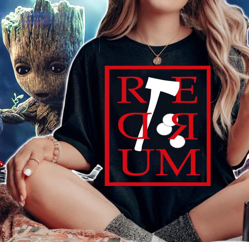 REDRUM Scary Vintage Horror Movie Quote & Halloween t-shirt woman shirt