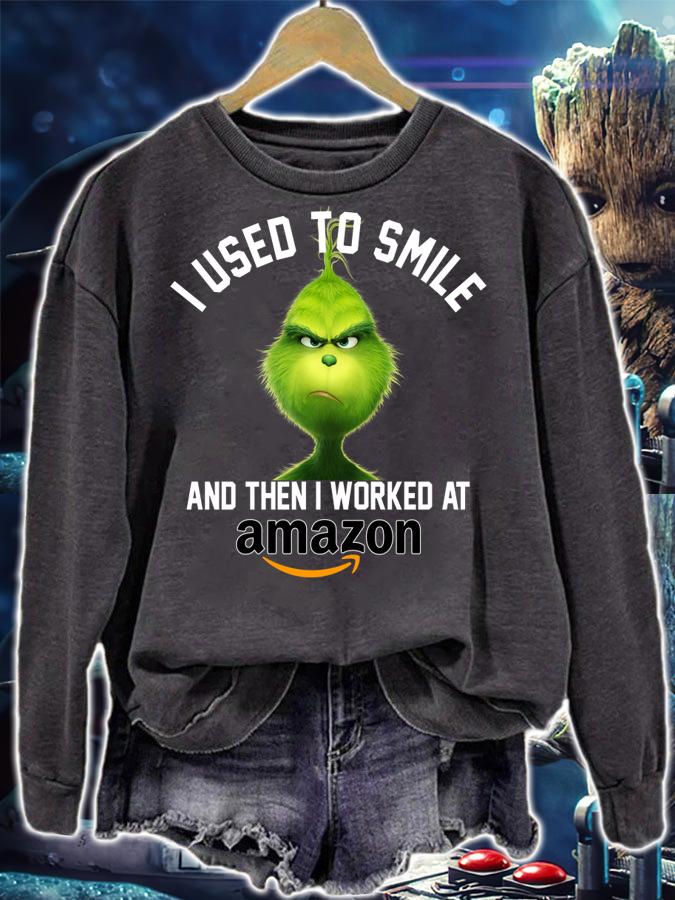 Amazon Grinch I used to smile and then I worked at Amazon t-shirt sweatshirt