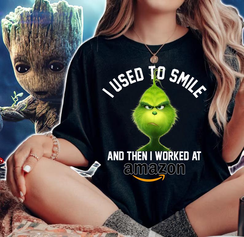 Amazon Grinch I used to smile and then I worked at Amazon t-shirt woman shirt