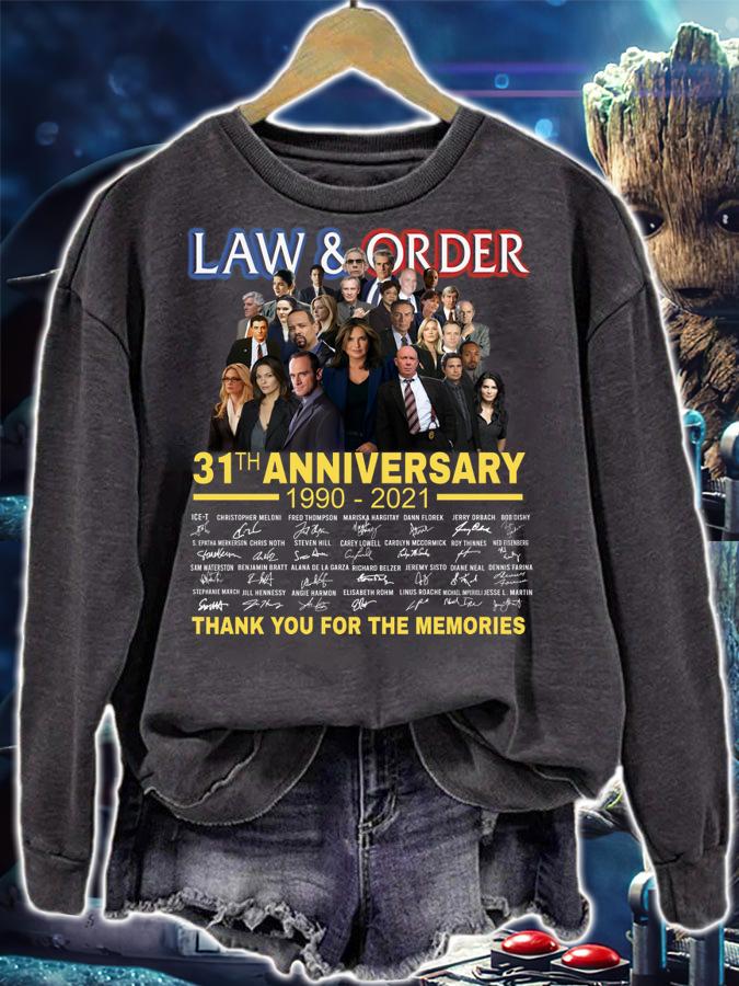 Law and order 31th anniversary 1990 2021 thank you for the memories signatures t-shirt sweatshirt