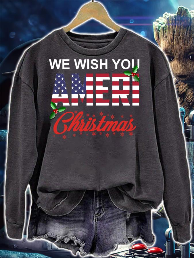 Original We Wish You Ameri Christmas American Flag Christmas t-shirt sweatshirt
