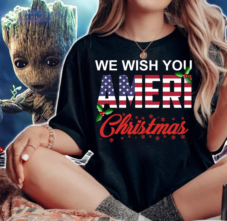 Original We Wish You Ameri Christmas American Flag Christmas t-shirt woman shirt
