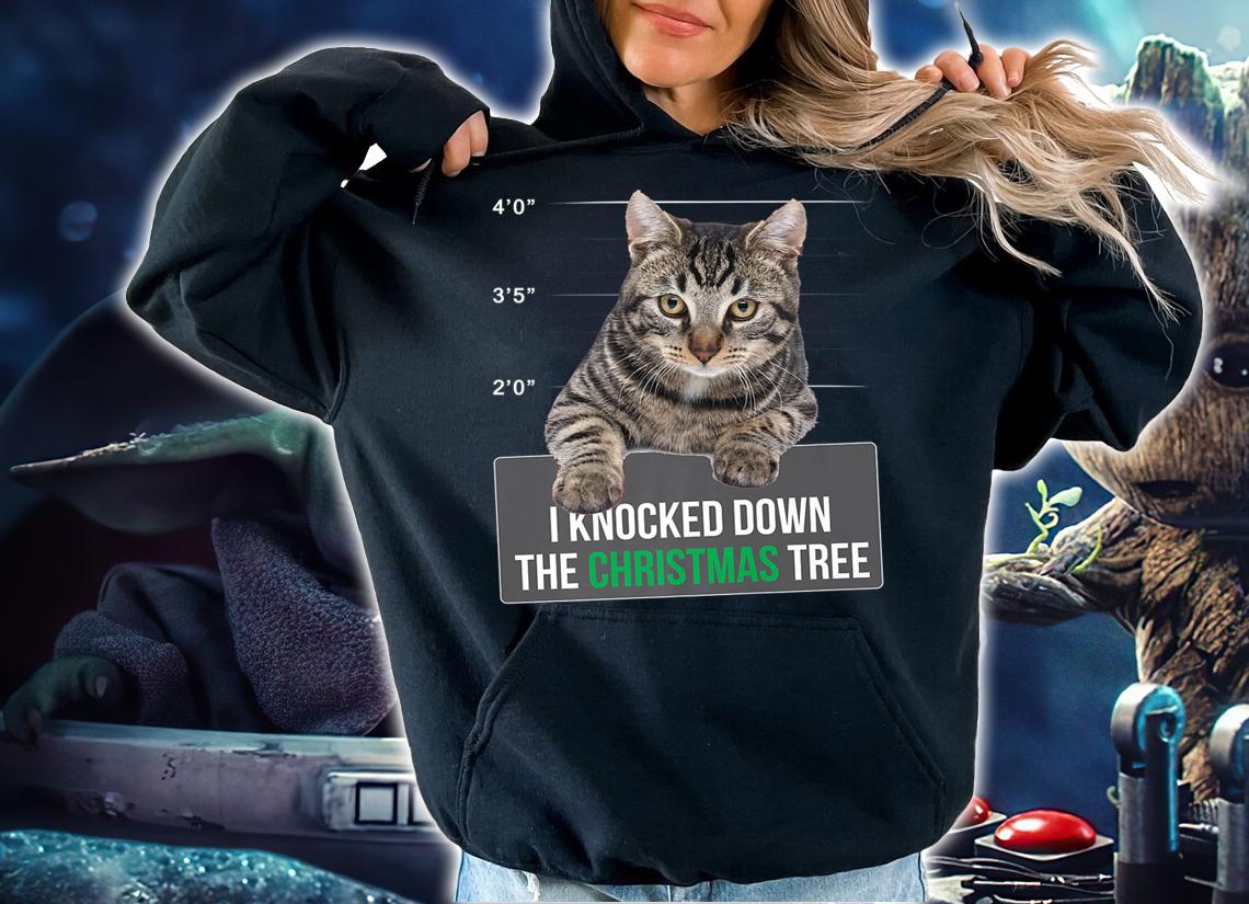 I Knocked Down The Christmas Tree Cat Mug Shot t-shirt hoodie