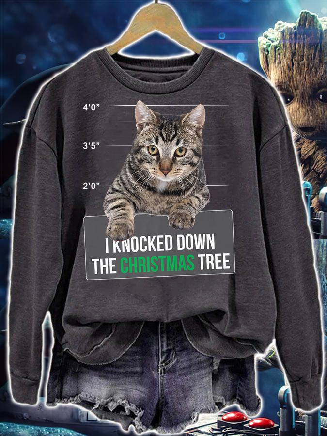 I Knocked Down The Christmas Tree Cat Mug Shot t-shirt sweatshirt