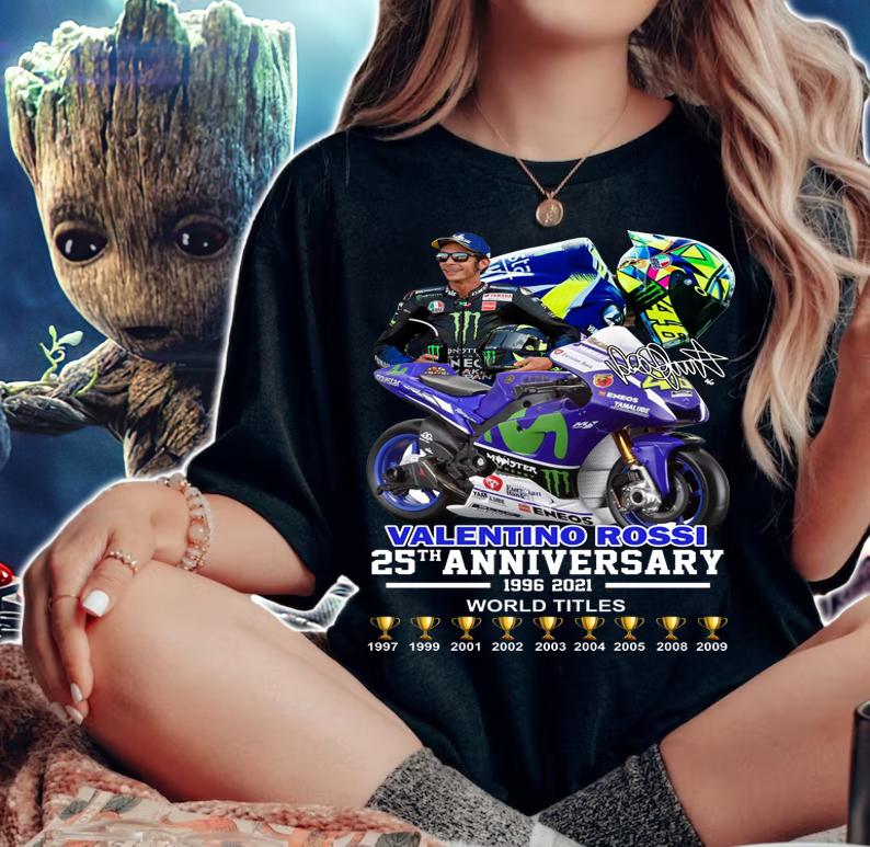 Signature Valentino Rossi 25th anniversary 1996-2021 t-shirt woman shirt
