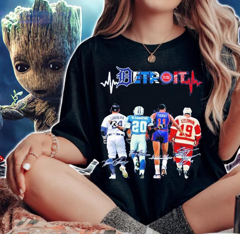 Detroit Lions Tigers Pistons And Red Wings Sport Signatures t-shirt woman shirt