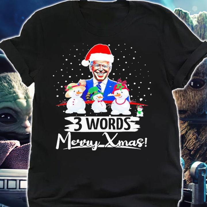 3 Words Merry Xmas Funny Biden Cute shirt t-shirt shirt