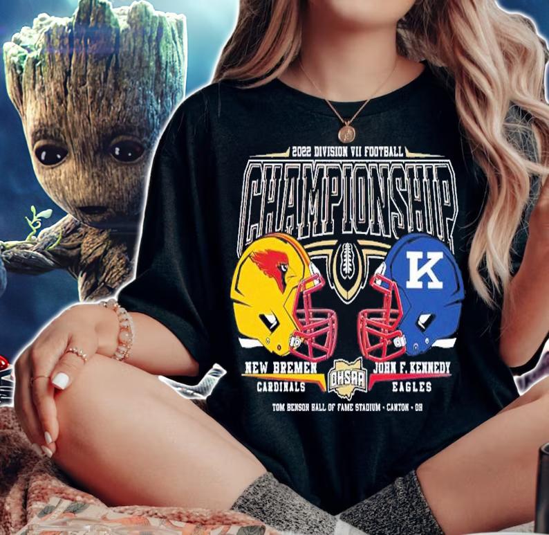 2022 OHSAA Football Division VII State Championship New Bremen Cardinals and John F Kennedy Eagles shirt t-shirt woman shirt