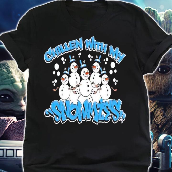 Chillin With My Snowmies Cute Snowman Group Ugly Christmas shirt t-shirt shirt