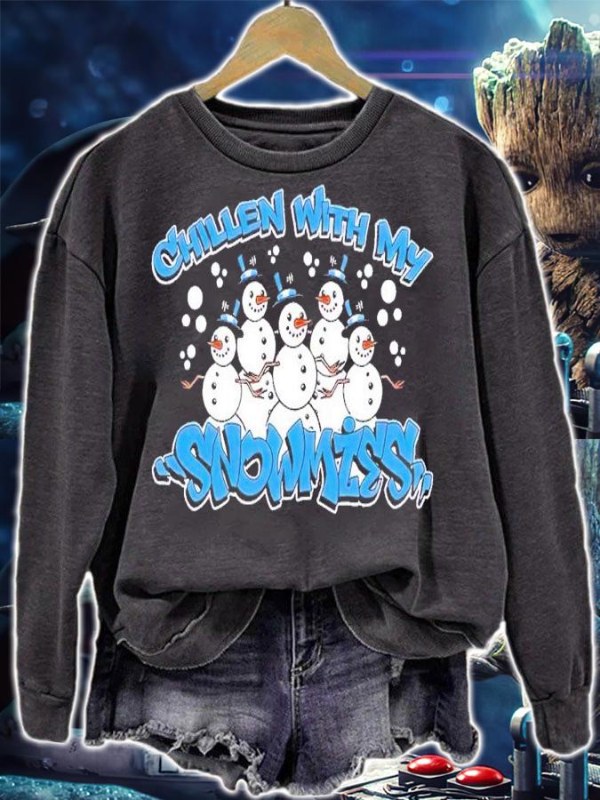 Chillin With My Snowmies Cute Snowman Group Ugly Christmas shirt t-shirt sweatshirt