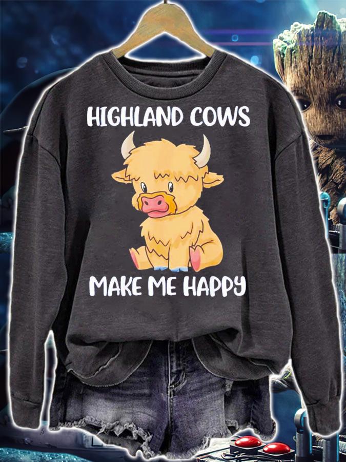 Highland cows make me happy shirt t-shirt sweatshirt