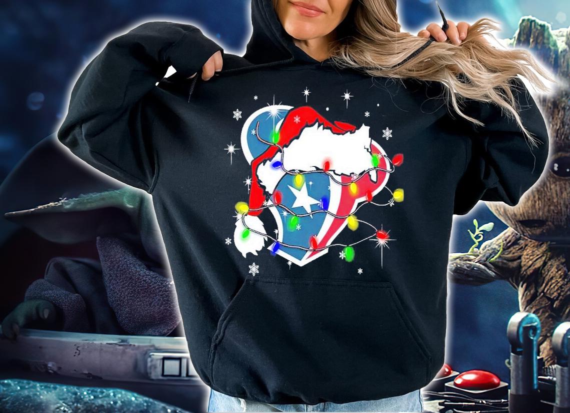 Houston Texans Santa hat Christmas shirt t-shirt hoodie