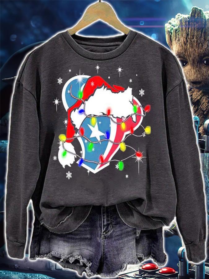 Houston Texans Santa hat Christmas shirt t-shirt sweatshirt