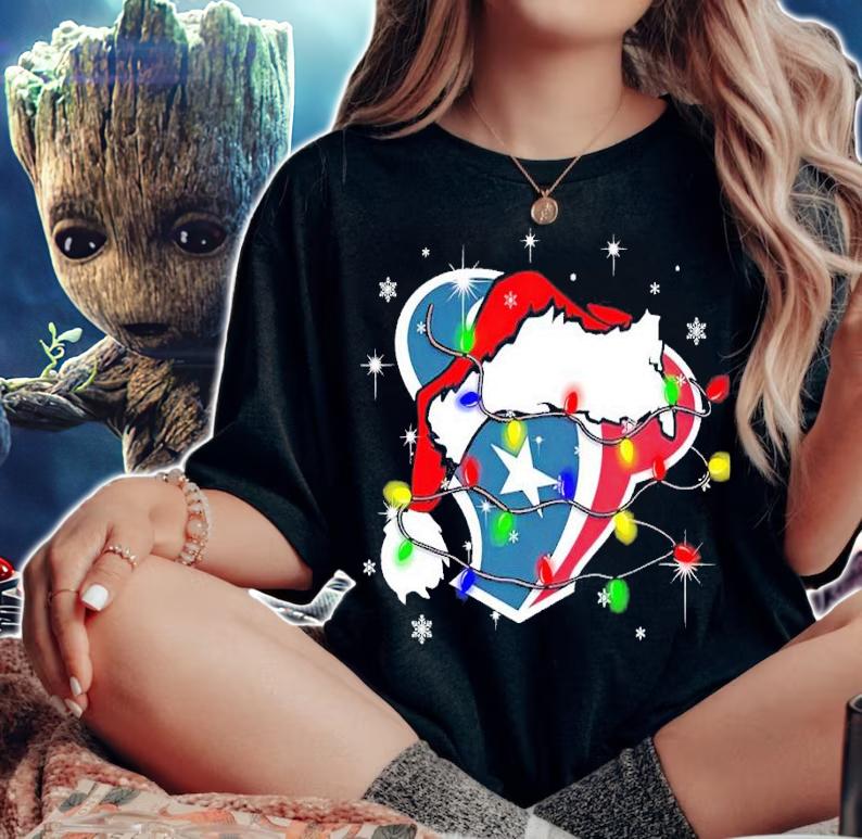 Houston Texans Santa hat Christmas shirt t-shirt woman shirt