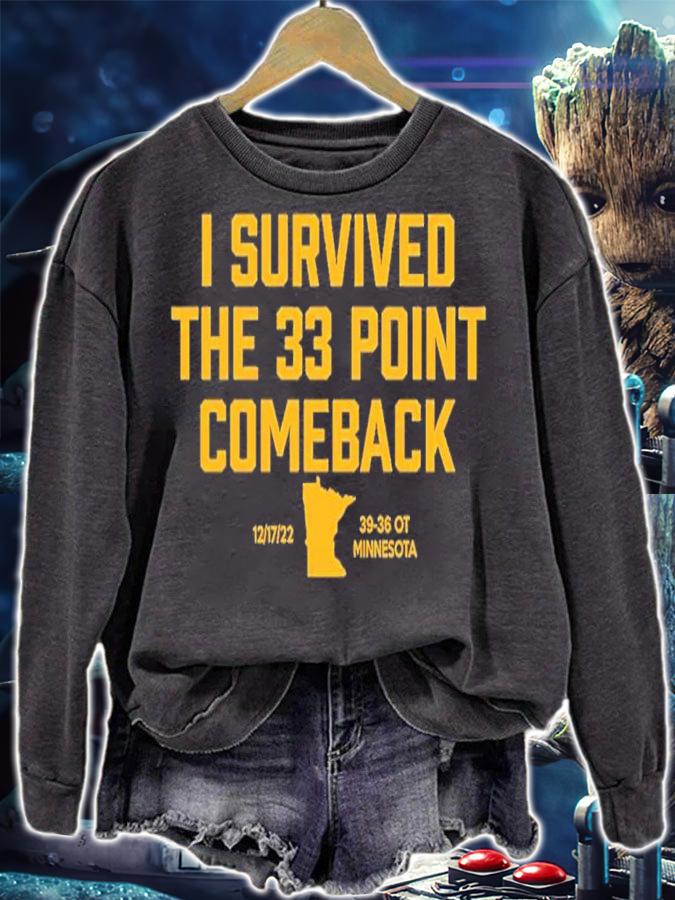 I Survived The 33 Points Comeback 39 36 OT Minnesota Shirt t-shirt sweatshirt