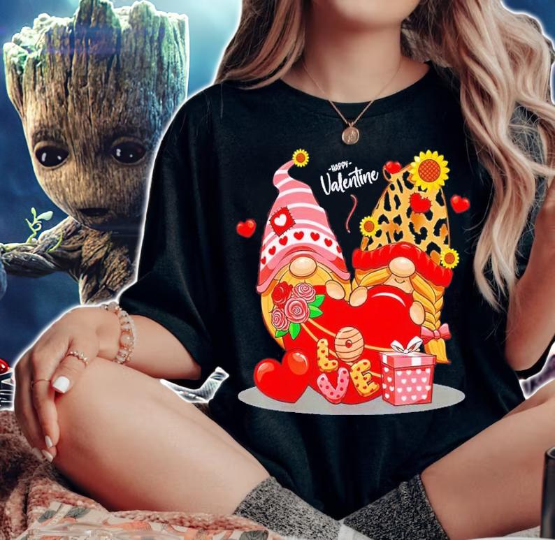 Happy Valentines Day Gnomes with Leopard Sunflower Valentine shirt t-shirt woman shirt