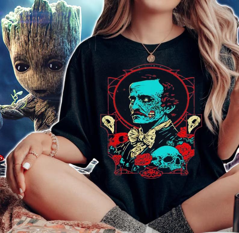 Horrific Portrait Edgar Allan Poe shirt t-shirt woman shirt