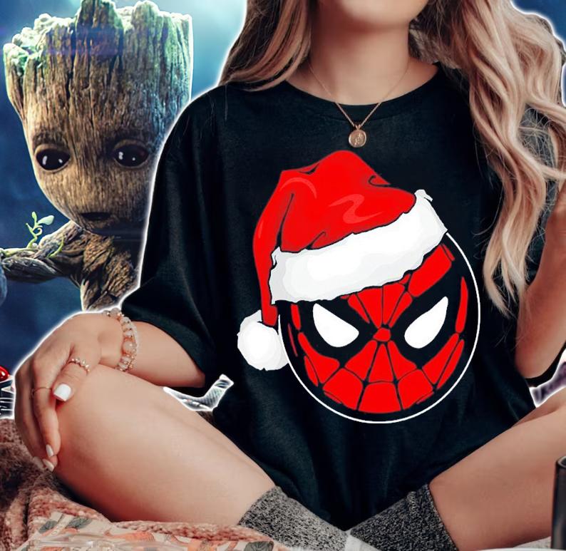 Marvel Christmas Spider-Man Santa Hat shirt t-shirt woman shirt