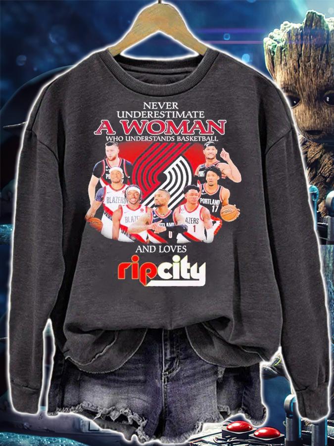 Never underestimate a woman who understands basketball and loves Rip City shirt t-shirt