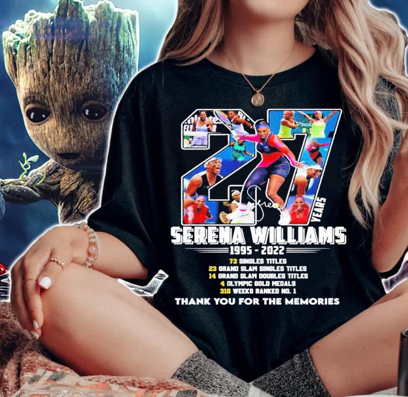 27 Serena Williams 1995 2022 thank you for the memories shirt t-shirt woman shirt