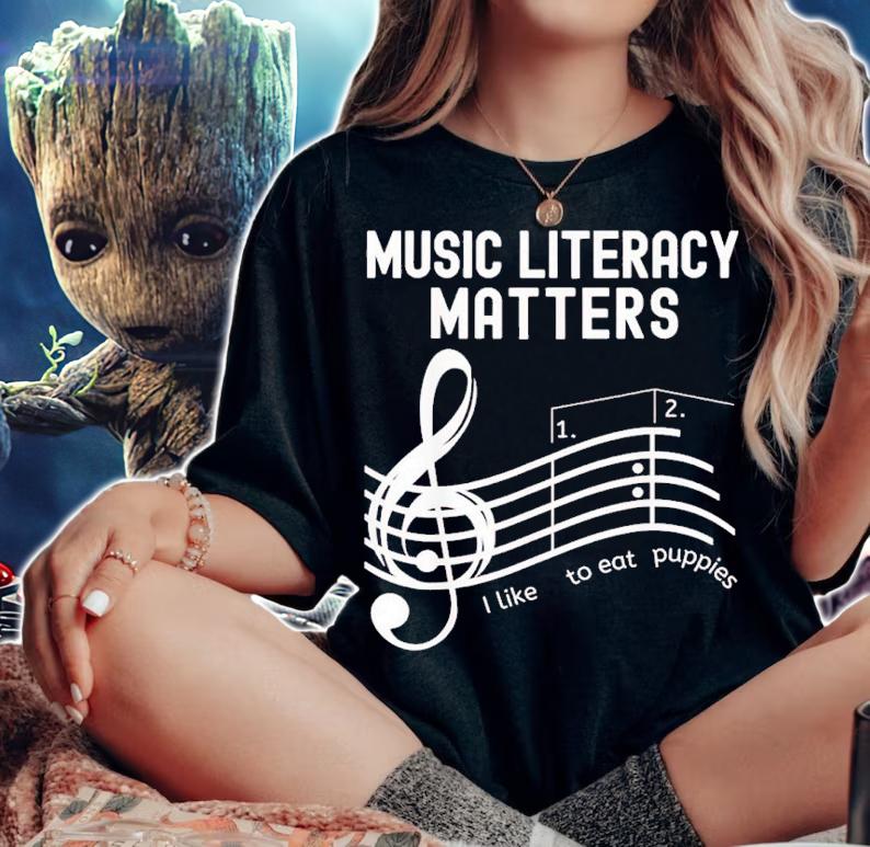 Music Literacy Matters I Like To Eat Puppies Music Vintage Shirt t-shirt