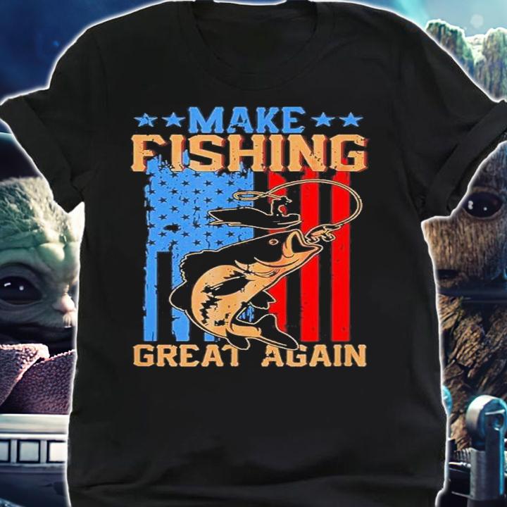 Make Fishing Great Again Fisherman Angler US Flag Shirt t-shirt