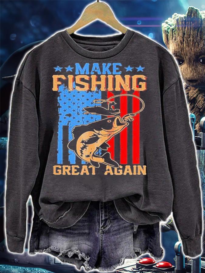 Make Fishing Great Again Fisherman Angler US Flag Shirt t-shirt