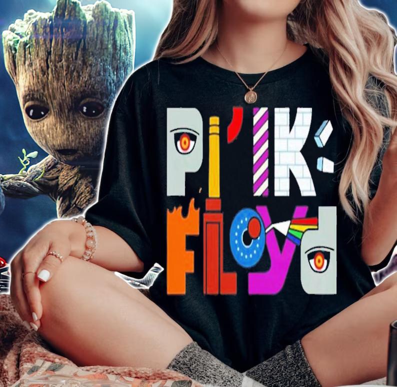 Album Logo Full Color Pink Floyd Band T-Shirt t-shirt woman shirt