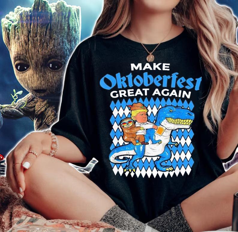 Make Oktoberfest Great Again Trump Sloth T-Rex T-Shirt t-shirt