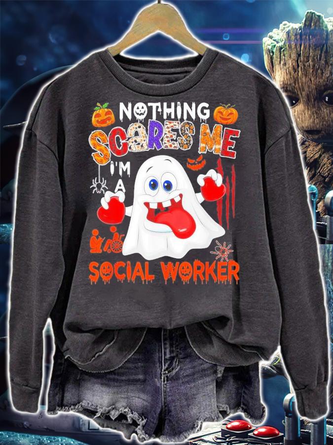 Nothing Scares Me I'm A Social Worker Halloween Boo Ghost T-Shirt t-shirt