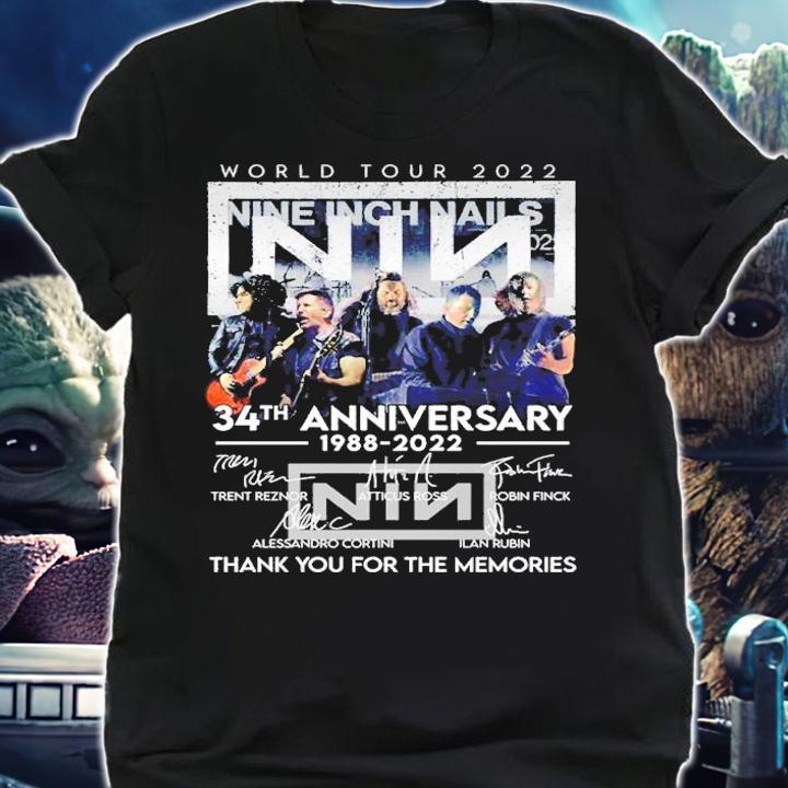 World Tour 2022 Nine Inch Nails 34th anniversary 1988 2022 thank you for the memories shirt t-shirt shirt