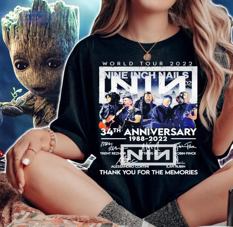 World Tour 2022 Nine Inch Nails 34th anniversary 1988 2022 thank you for the memories shirt t-shirt woman shirt