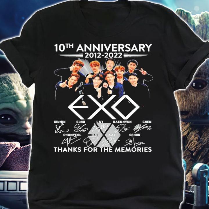 10th Anniversary 2012-2022 Exo Signatures Thank You For The Memories Shirt t-shirt shirt