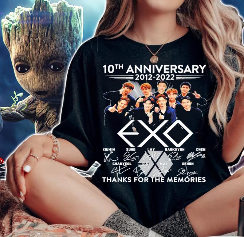 10th Anniversary 2012-2022 Exo Signatures Thank You For The Memories Shirt t-shirt woman shirt