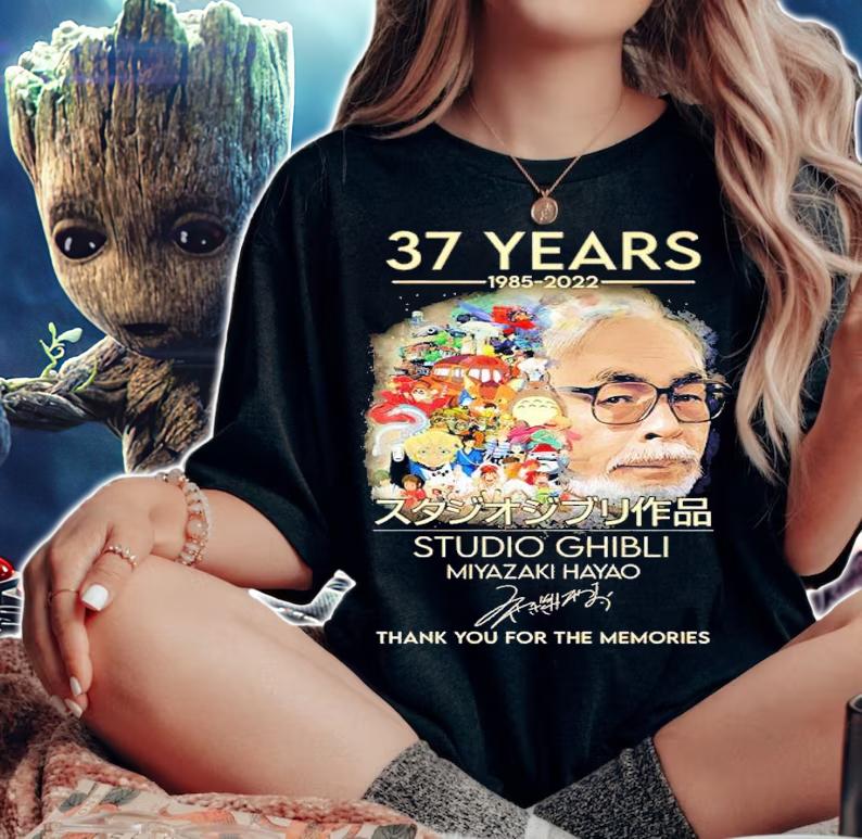 37 Years 1985-2022 Studio Ghibli Miyazaki Hayao Signatures Thank You For The Memories Shirt t-shirt woman shirt