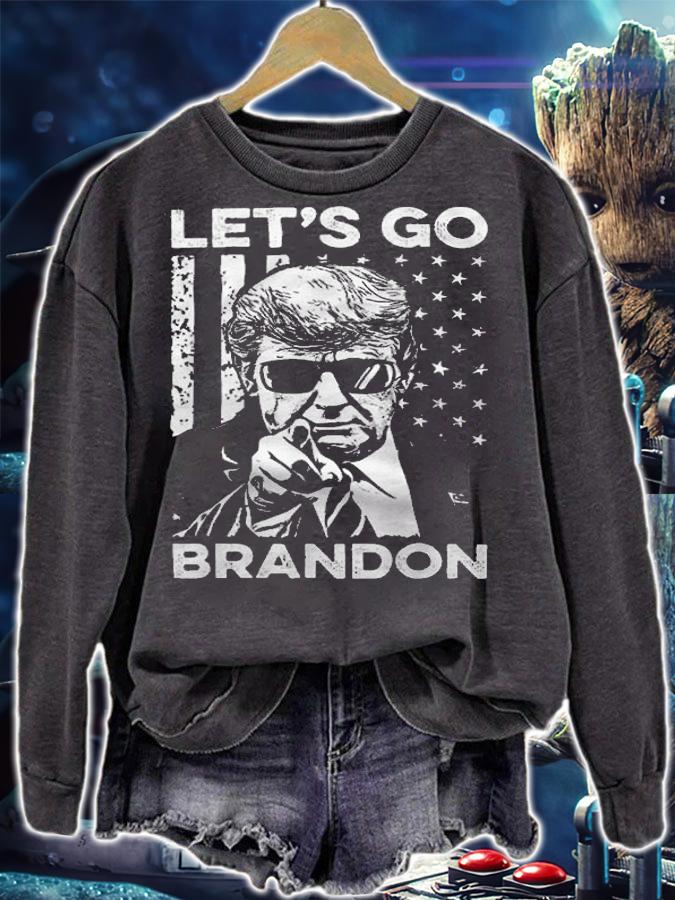 (On Back) Let's Go Brandon Trump And America Flag T-Shirt t-shirt sweatshirt
