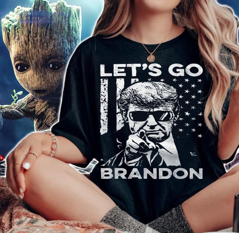 (On Back) Let's Go Brandon Trump And America Flag T-Shirt t-shirt woman shirt