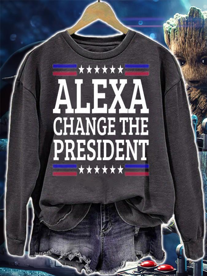 Alexa Change The President Funny Political Impeach 46 T-Shirt t-shirt sweatshirt