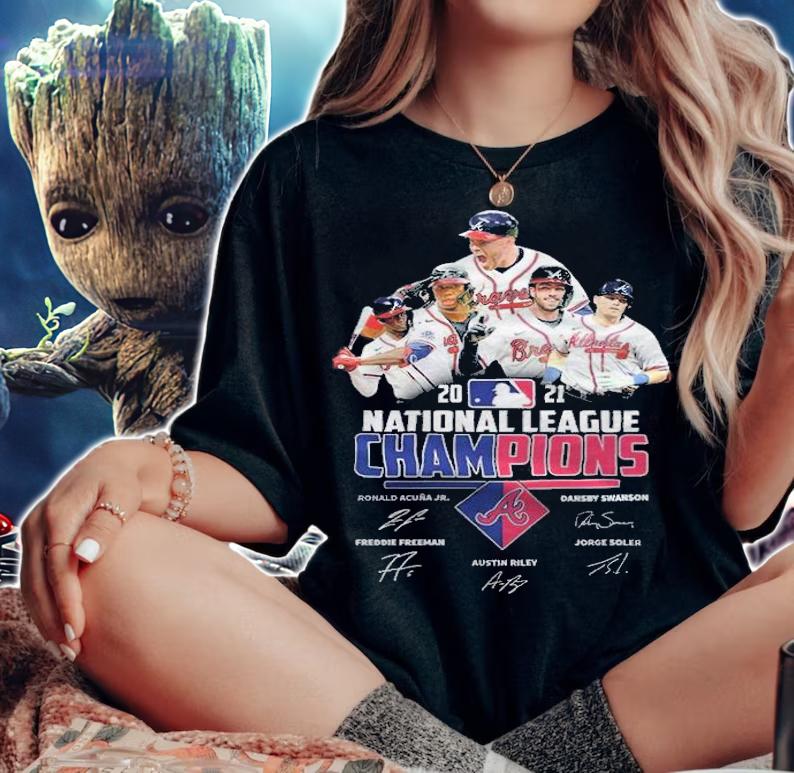 Atlanta Braves 2021 National League Champions Signatures Shirt t-shirt
