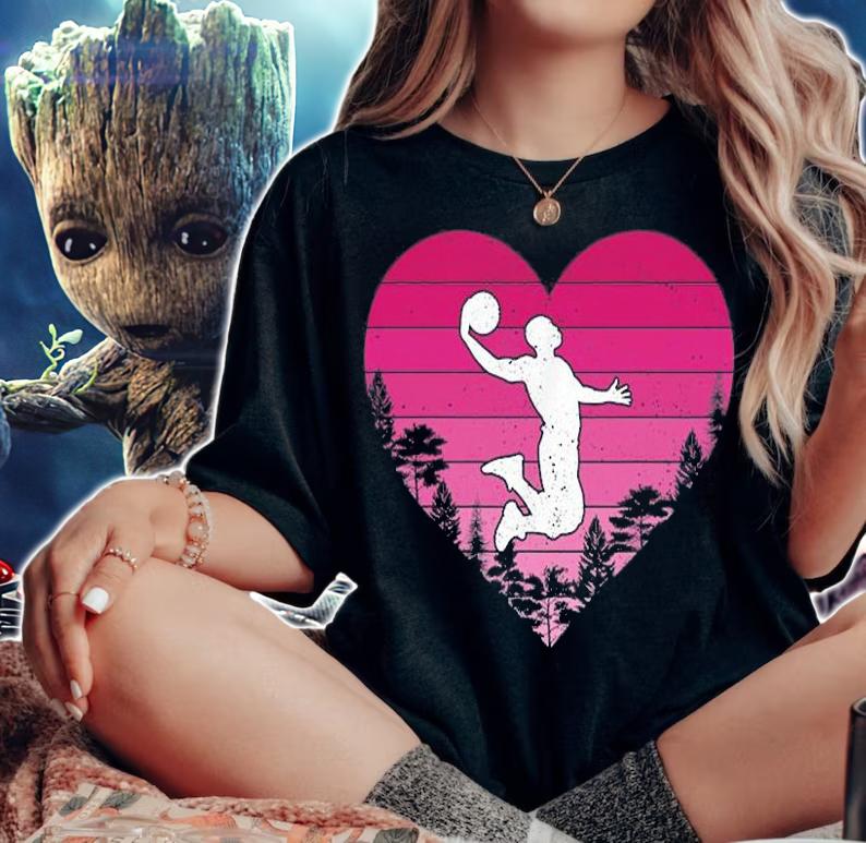Basketball Sports Lover Vintage Heart Basketballs T-Shirt t-shirt woman shirt