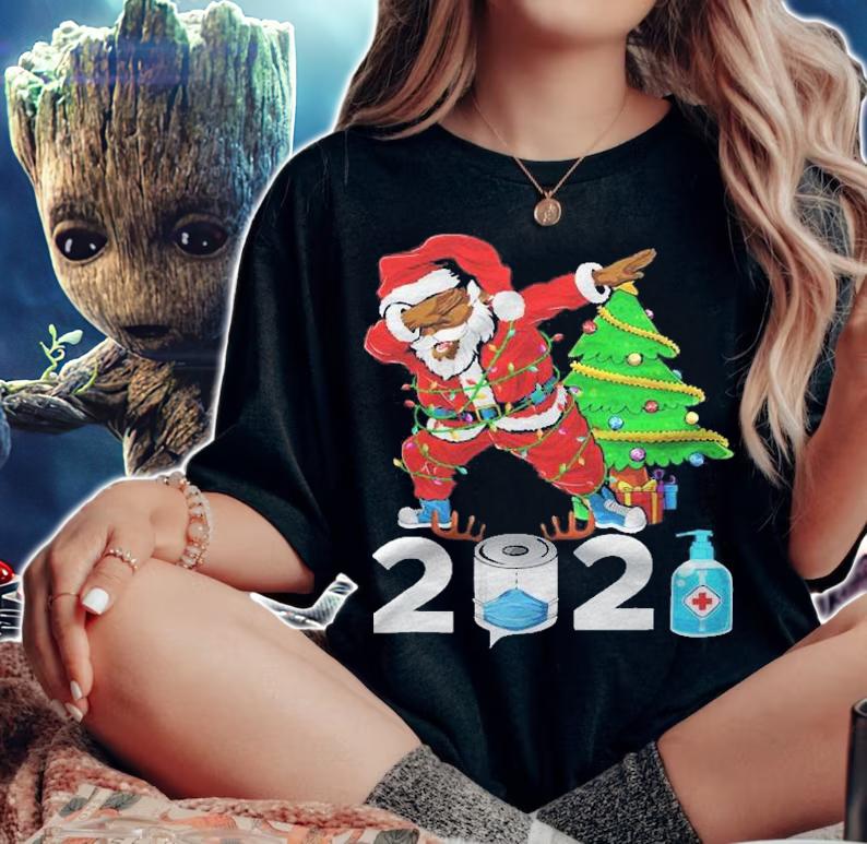 Black African American Santa Claus With Mask Christmas 2021 Ver2 Shirt t-shirt
