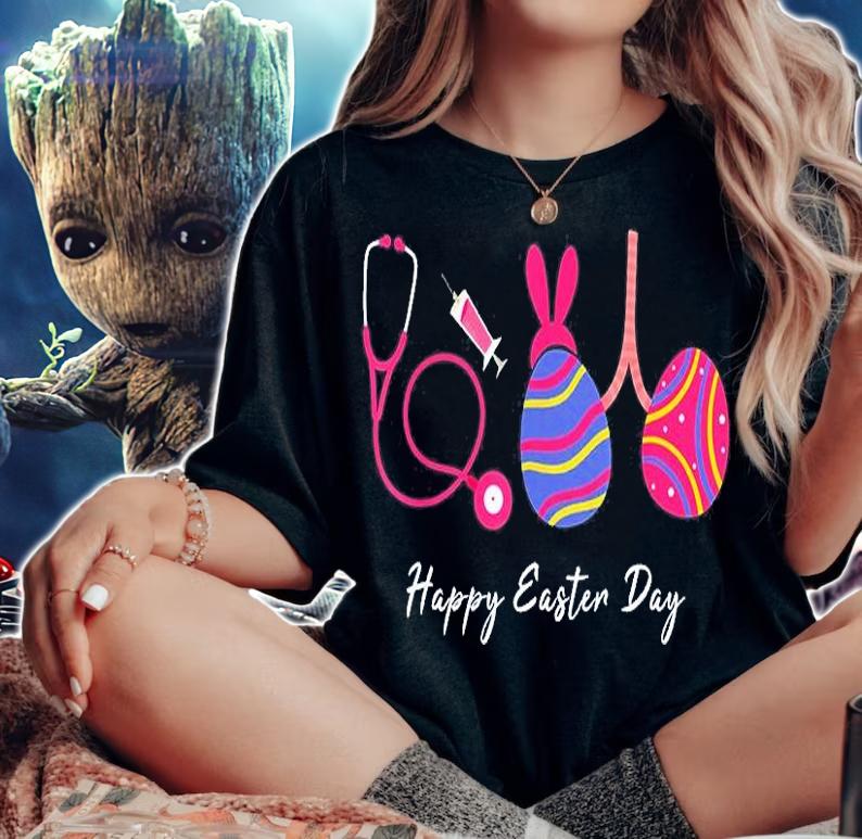 Bunny Egg Lungs Respiratory Nurse Therapist Happy Easter Day T-Shirt t-shirt