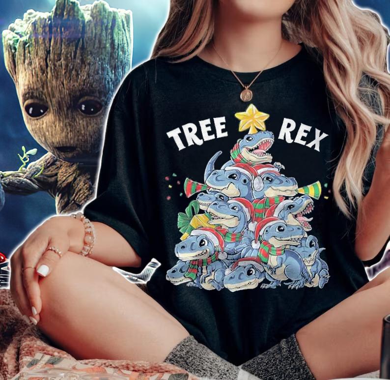 Christmas Dinosaur tree Rex T-shirt t-shirt