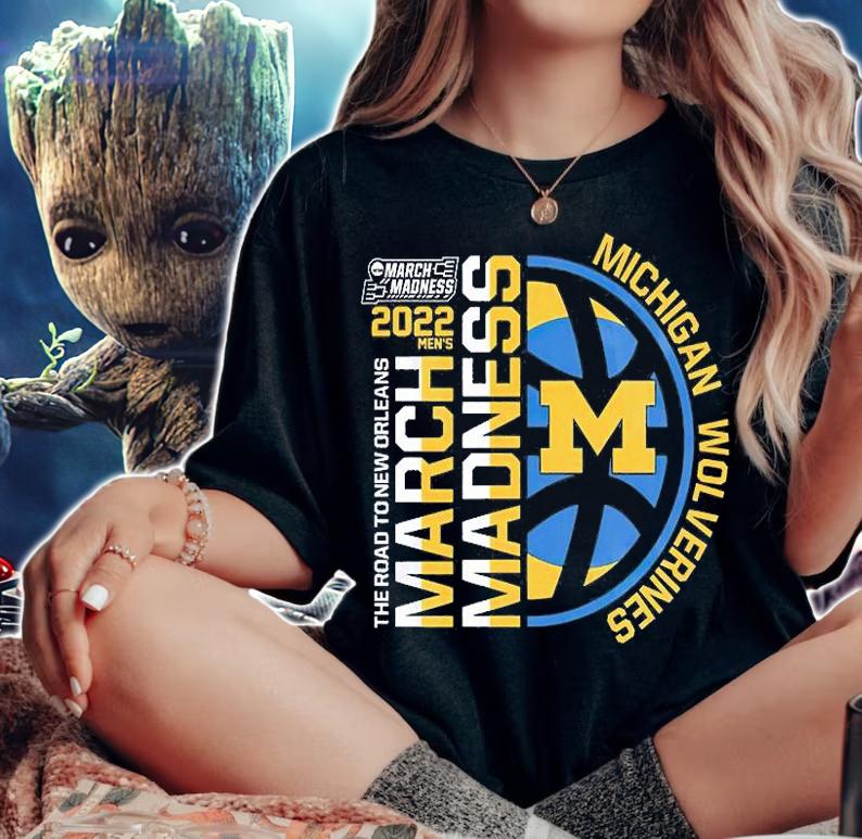 Michigan Wolverines 2022 Mens NCAA The Road To New Orleans March Madness T-Shirt t-shirt woman shirt